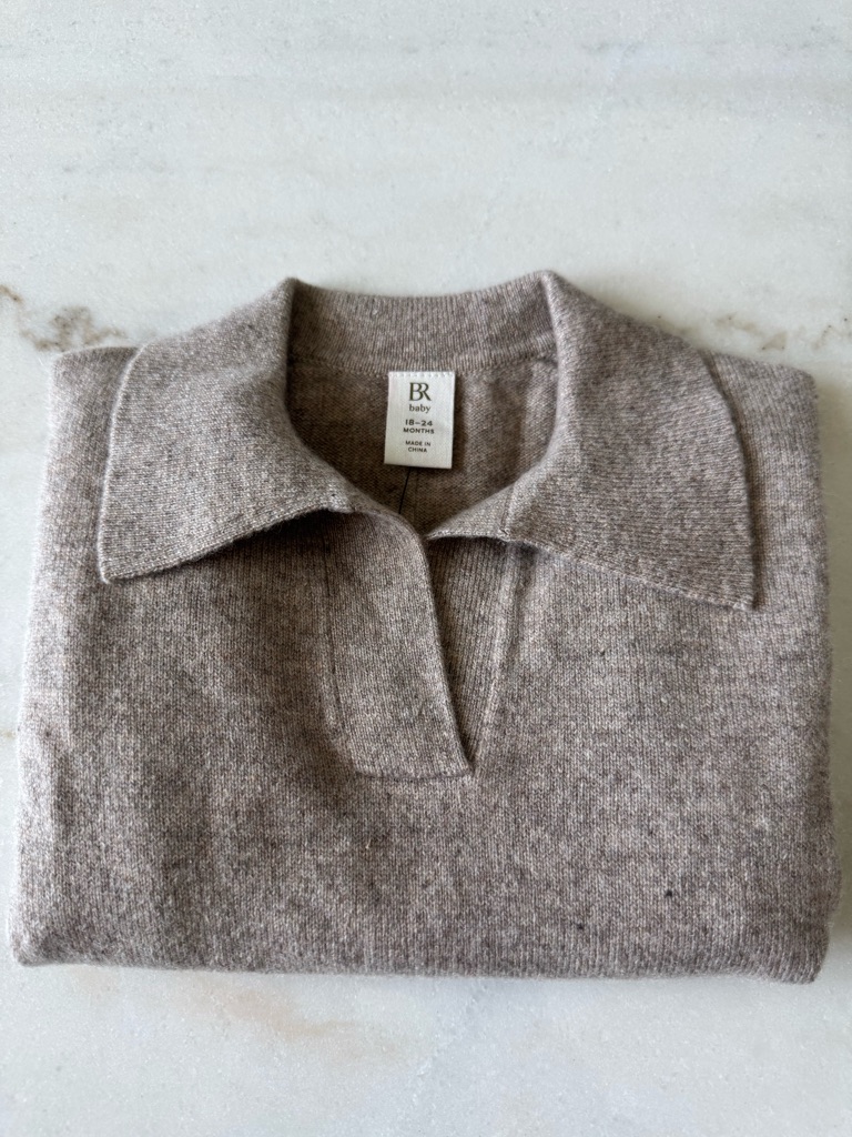 Banana Republic Baby Recycled Cashmere Sweater Polo 1824m Neutral Beige Nwt
